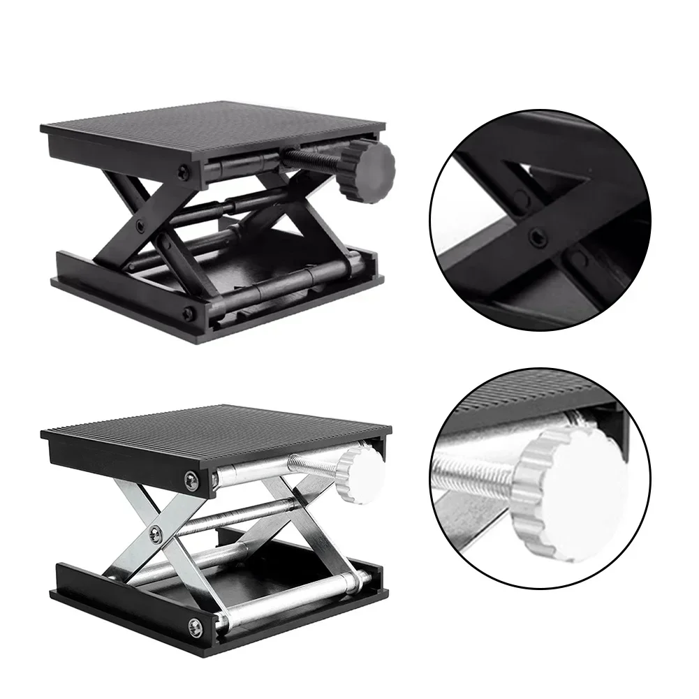 Mesa elevadora de plástico para tallado de carpintería, mesa elevadora de nivel, herramientas de soporte, piezas de instrumentos negros, accesorios, 1 unidad