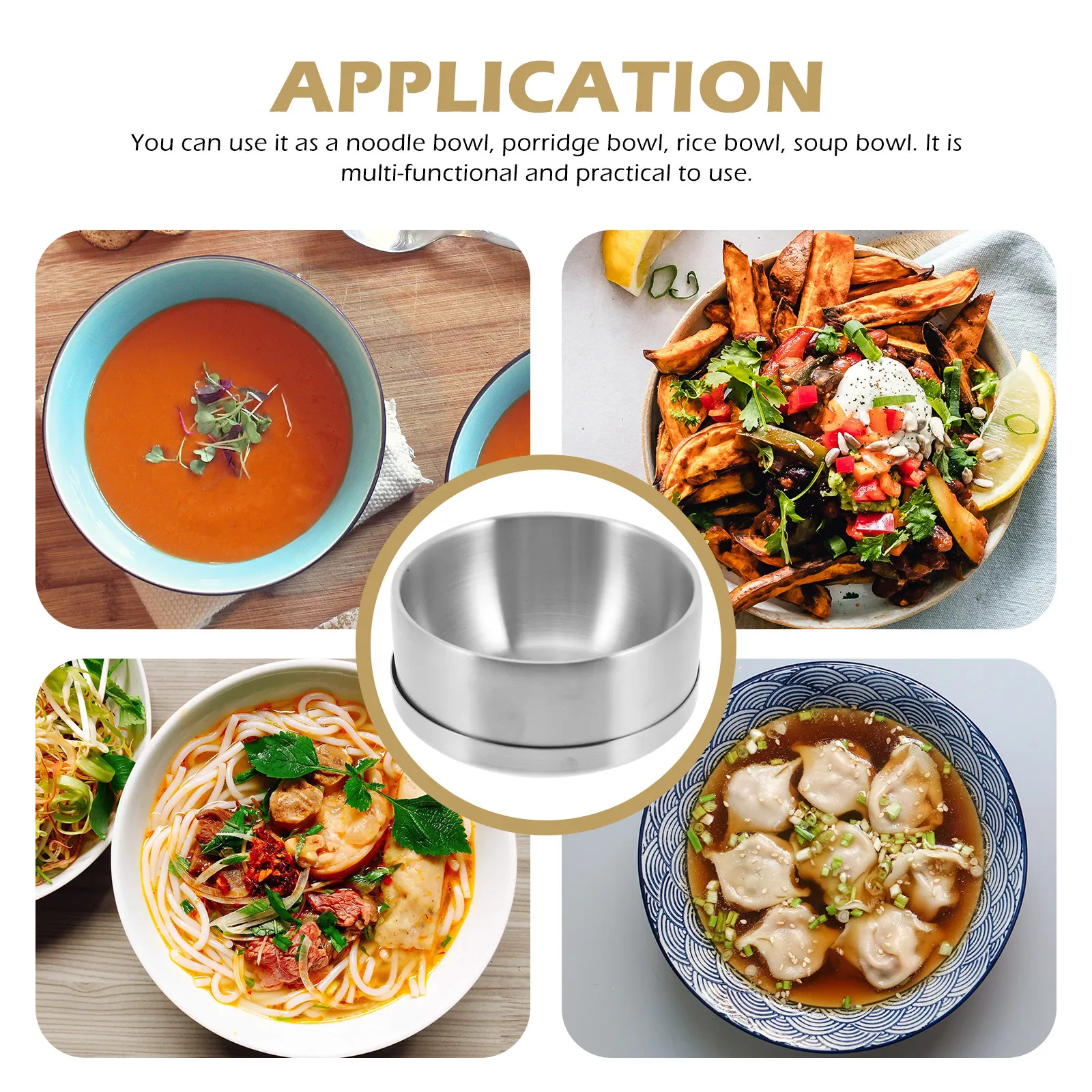 Stainless Steel Rice Bowl Korean Style Leakproof Lid Household Use Double Layer Insulated Food Serving Container Soup