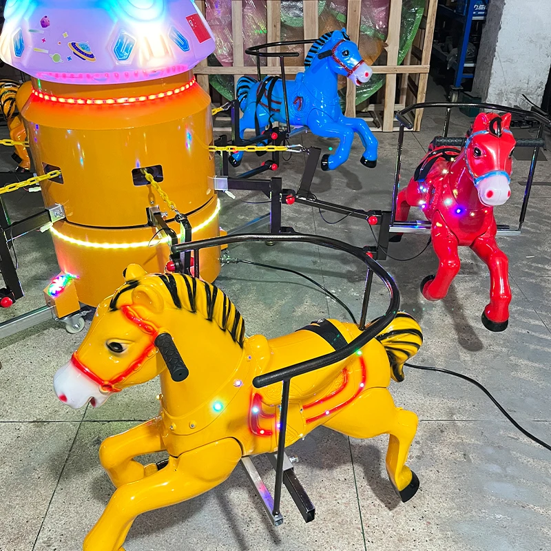 Kiddie Amusement Ride Electric Merry Go Round Outdoor Playground Equipment Mini Carousel Horse for Childrenpromote sales
