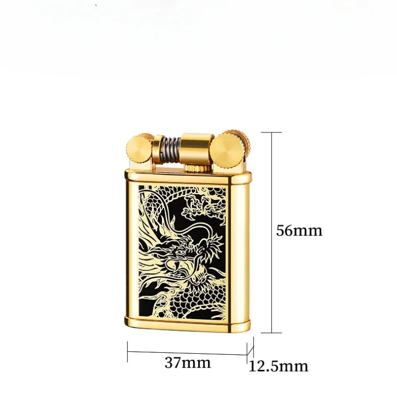 Metal Dragon-shaped Pattern Mechanical Ejection Shaking Head Ignition Retro Kerosene Lighter for Boyfriend, Good Quality