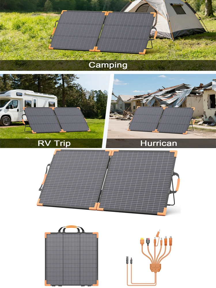 MHPOWOS 100W Bifaziales Solarpanel, wasserdicht, 20V, faltbar, Solarladegerät für Powerstation, Wohnmobil, Camping
