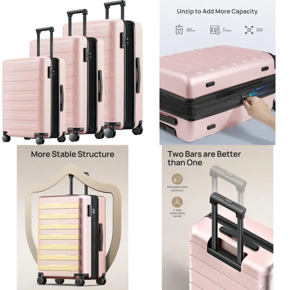 مجموعة أمتعة مكونة من 3 قطع - حقائب حمل متوسطة وكبيرة قابلة للتوسيع مع عجلات دوارة للسفر