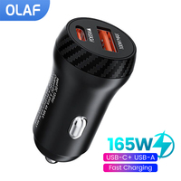 Olaf 165W USB Car Charger Type C QC3.0 PD Car Chargers Fast Charging Car Phone Charger Adapter For iphone Samsung Huawei Xiaomi