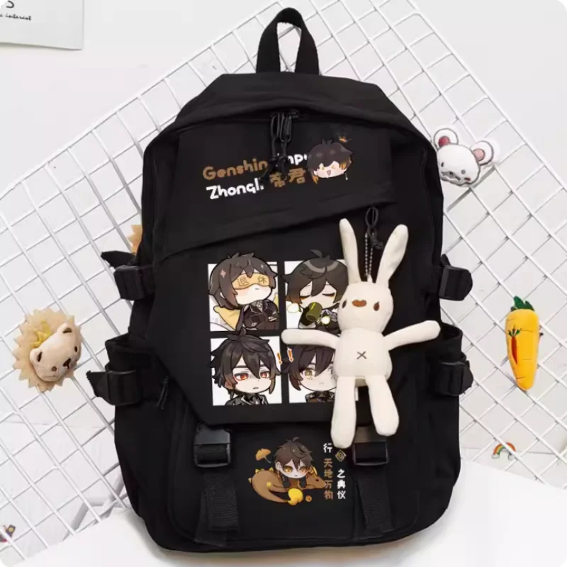 Anime Genshin Impact Zhongli Schoolbag Backpack High-capacity Shoulder Bag Cosplay Travel Student Teenager Gift B571