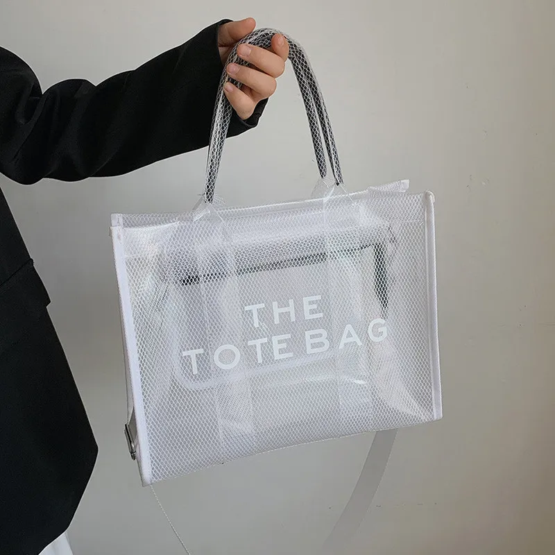 The Tote Bag For Women Designer Luxury Clear Beach Bags Totes Handbags 2023 New Summer Brand Crossbody Hand Shopping Pink Purse