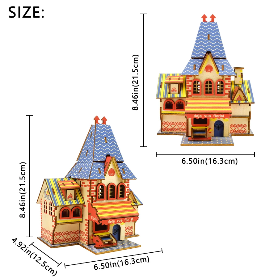 3D Wood Toys Flower Shop Color Puzzle for children DIY Beautiful Building Model Manual Assembly Game Learning Education Kids Toy