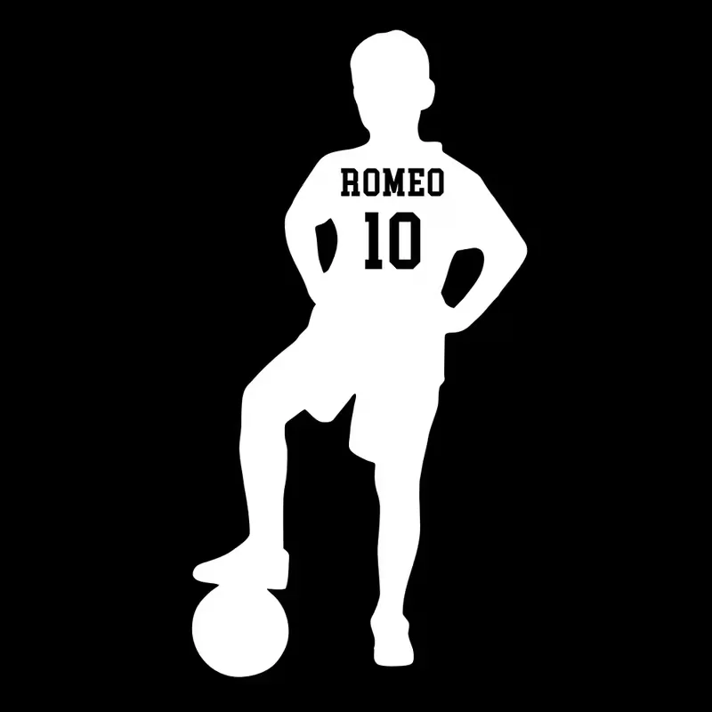 Personalized Soccer Player Name & Number Wall Decal, Custom Football Silhouette Vinyl Sticker for Bedroom, Sports Room Decor, Re