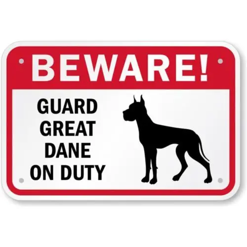 Beware Great Dane Aluminium Wetterfestes Schild aus Aluminium