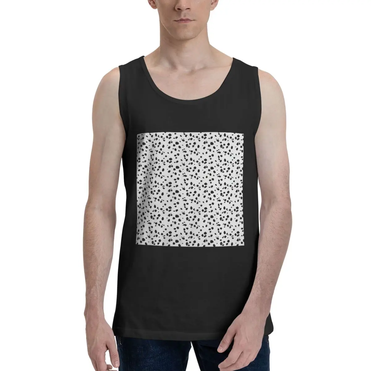 Cute Spots Dots Dalmatian Dog Print 100% Cotton Men's Sweatshirt Vest Sleeveless Clothing Tees Men Tank Tops T-shirt