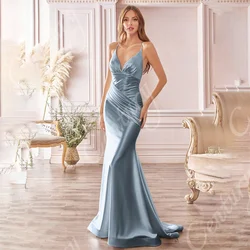 Customized Evening Dresses Satin Floor-length Gorgeous Prom Dresses Mermaid Formal Occasion Wedding Party Gown Robe Soiree