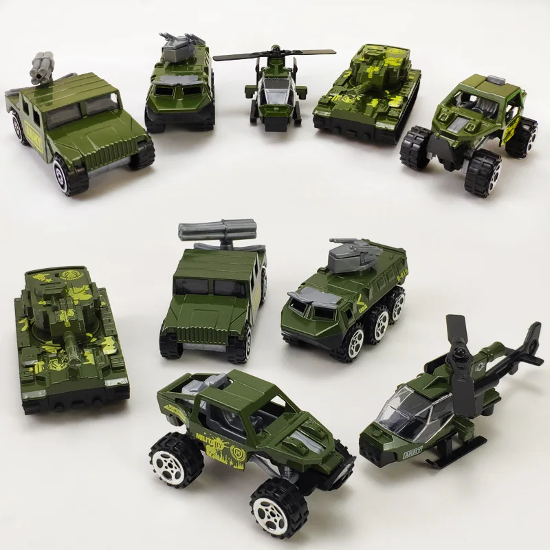 Children Alloy Car Toy Model Simulation Military Camouflage Tanks Aircraft Off-road Gliding Car Military Model Toys Boys' Gifts