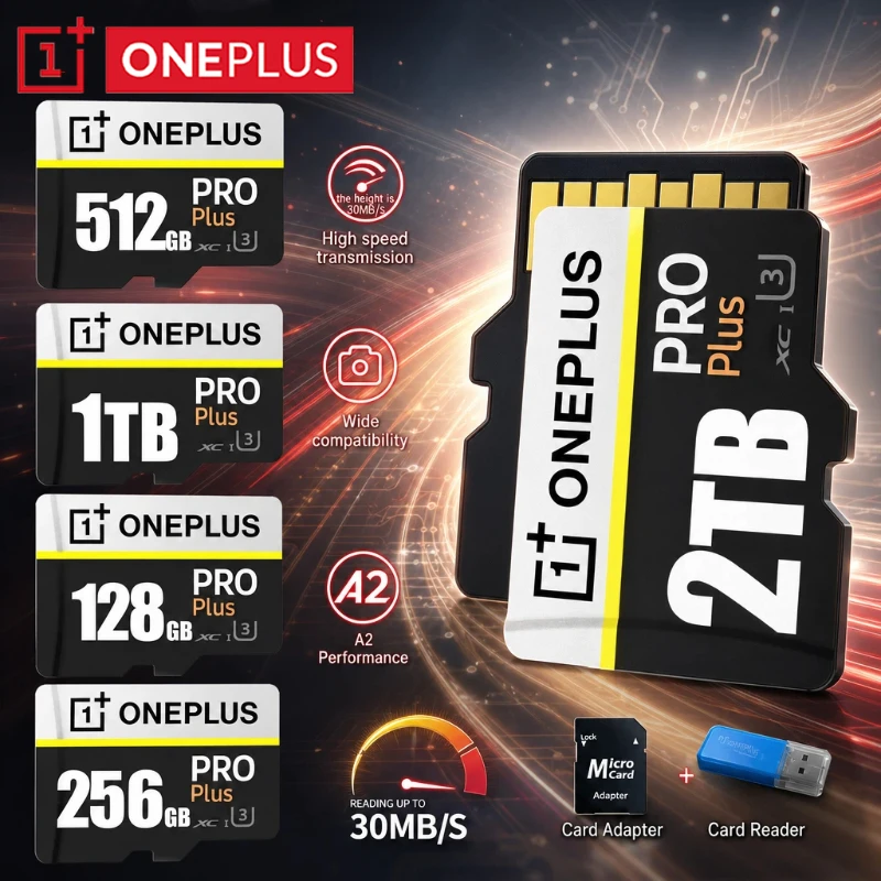 OnePlus 2TB High-Speed V30 A2 4K SD Card 512GB 256GB Memory Card 1TB Micro TF SD Adapter for Smart phone/Tablet/PC Cross-Use2026
