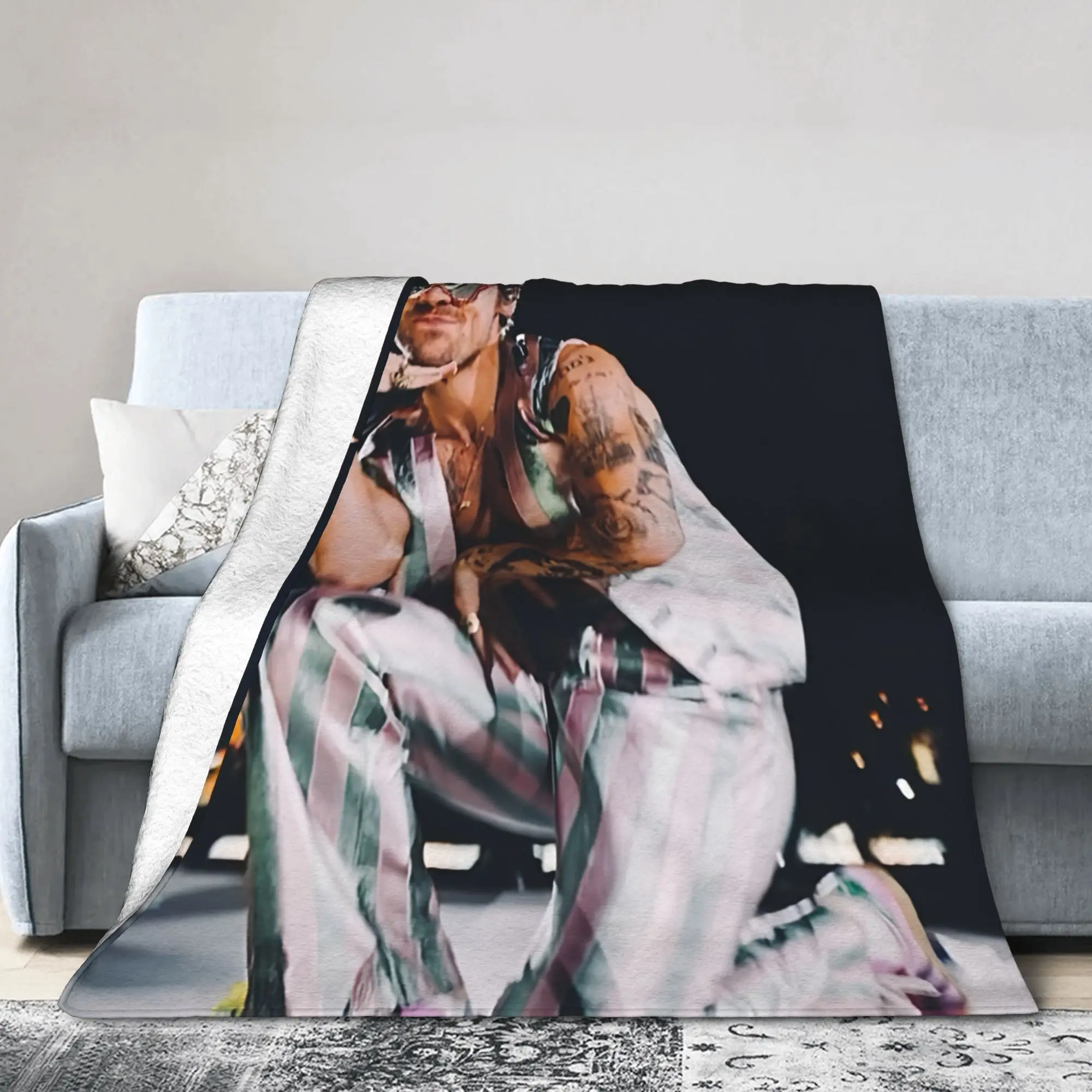 Harrys Styles Tour Kiss All The Time Disco Flannel Blanket  Funny Throw Blanket Sofa Bedding Lounge 150*125cm Plush Thin Quilt