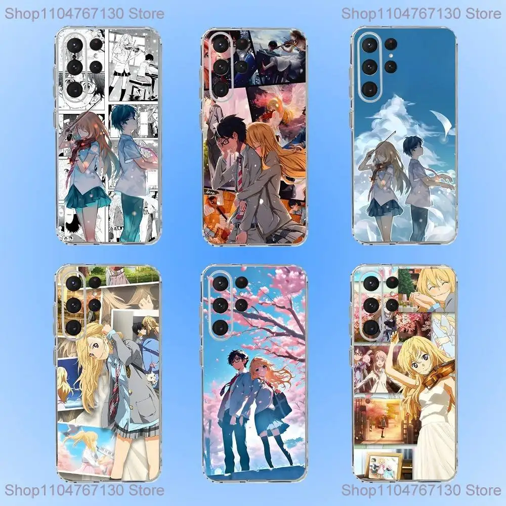

Comic Your L-Lie in A-April Phone Case For Samsung S24,30,21,22,23,20 FE,lite,PIus,Ultra,5G,Note,9,10 Transparent Cover