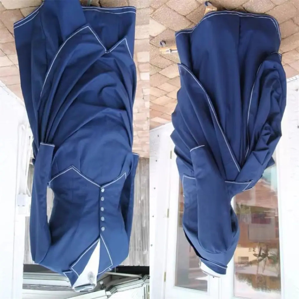 

18th Century Medieval Blue Bustle Dress Historical Costume Civil War Southern Belle Vintage Fancy Ball Gown
