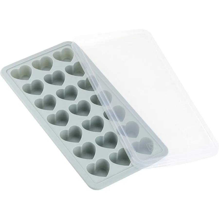 

Heart Ice Cube Trays with Lid Chocolate Mold Easy Release Ice Trays 21-Cavity Silicone Heart Molds for Ice Cubes Gelatine Baki