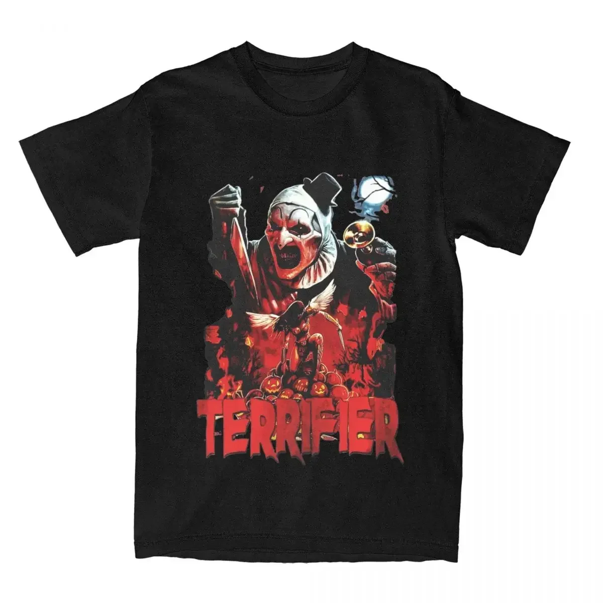 

Horror Halloween festival design: 100% pure cotton horror movie print T-shirt, personalized street trend round-neck T-shirt