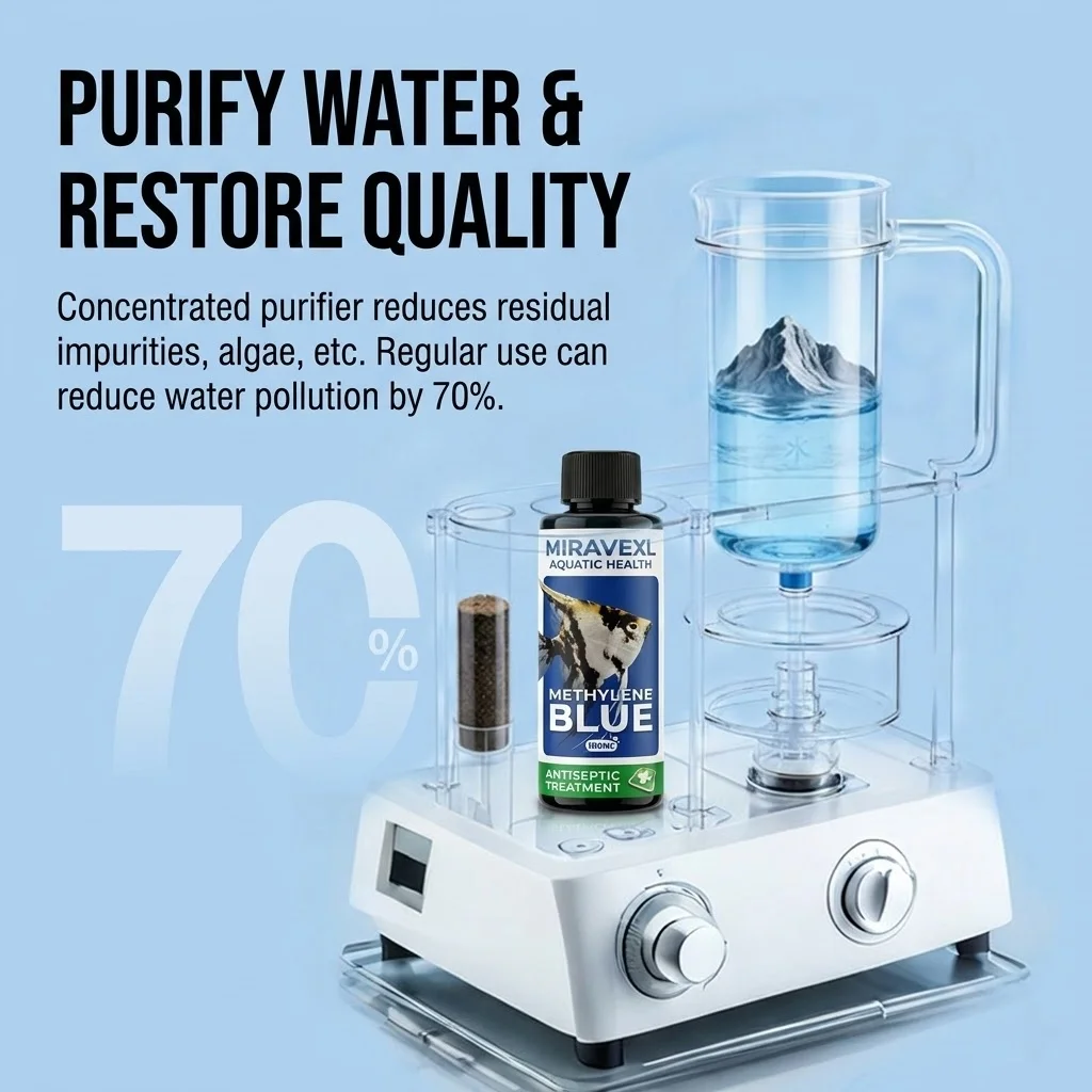 100ml Methylenblau für Aquarien: Schnelle Behandlung gegen Ichthyophrys, Pilz- und Parasitenerkrankungen, Wasserpflege-Tropfen, Pipetten-Handschuhe – Detail 2