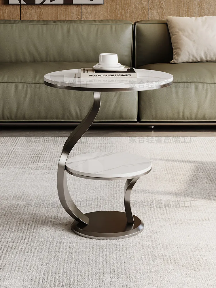 

N-9 light luxury minimalist double-layer edge few round corners living room matching luxury stone coffee table rock slab