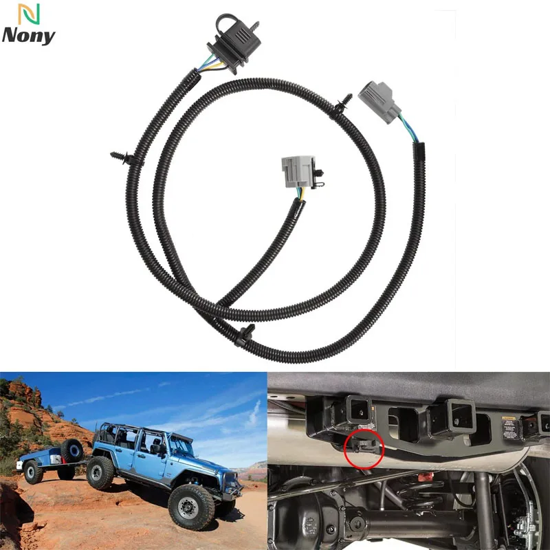 

4-Way Trailer Hitch Tow Wiring Harness Fit for Jeep Wrangler 2-Door & 4-Door JK JKU 2007-2018,Replace OEM 17275.01, 92015 8001