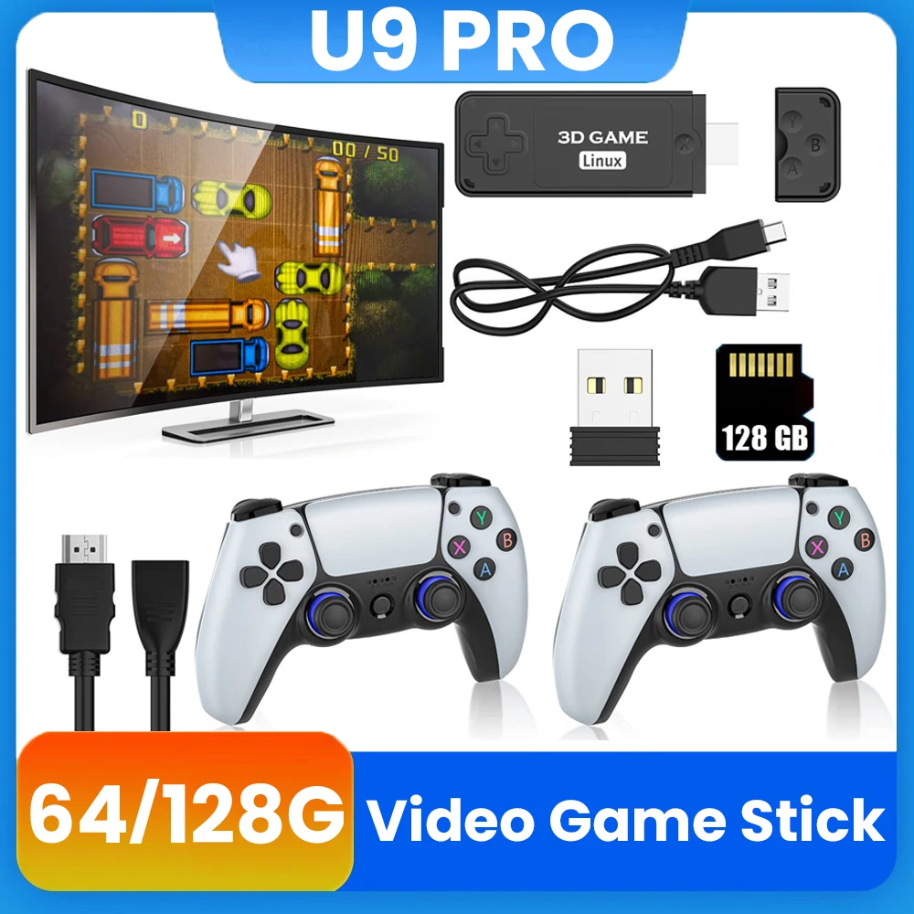 Консоль игровая U9 PRO, 2,4 ГГц, 4K, 10000 игр, 64/128 ГБ