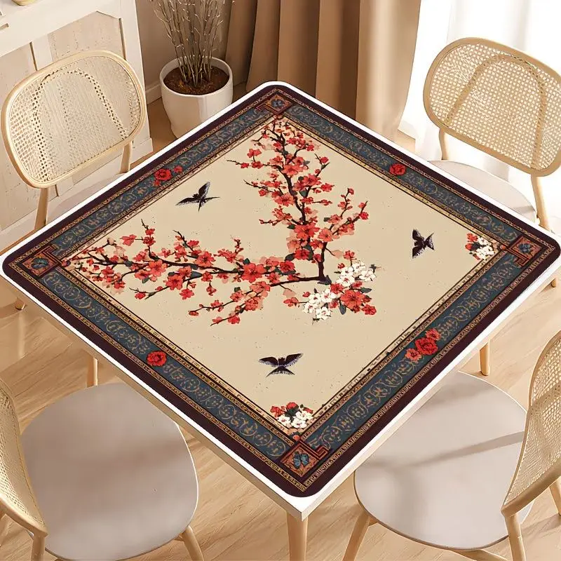 Square Mahjong Table Mat Bohemian Mandala Retro Printed Anti slip Noise Reduction Game Mat Table Game Desktop Decoration