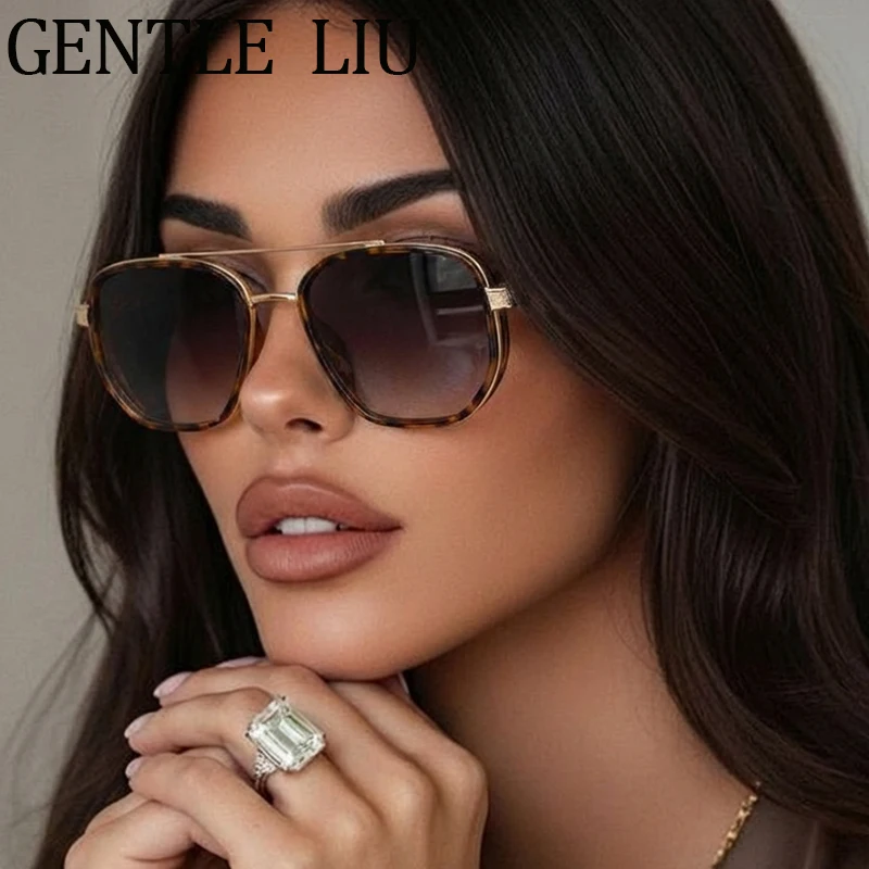 

Polarized Square Sunglasses Women 2026 Luxury Brand Vintage Punk Change Color Double Bridge Metal Sun Glasses For Ladies Eyewear
