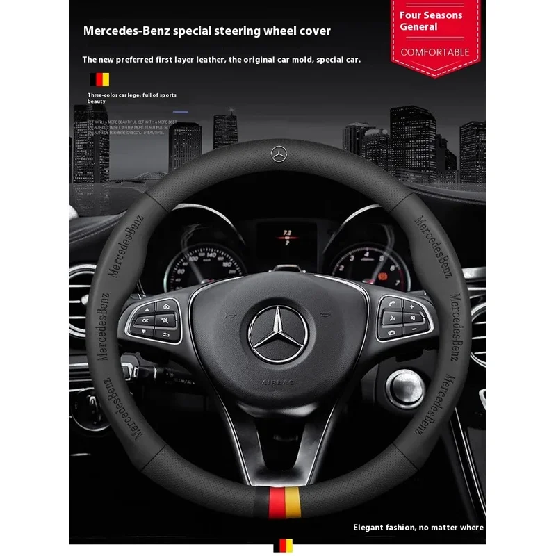 

Car Steering Wheel Cover For Mercedes Benz A B C E S V Class GLB GLC GLE Sprinter Pilot SLK SLC W203 W204 ML Vito W176 W205 AMG