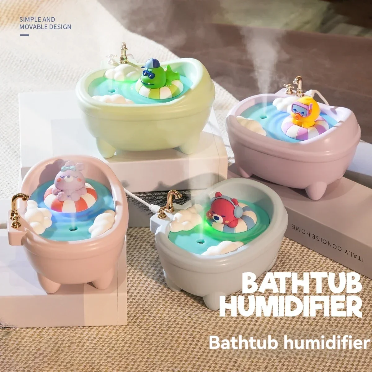 

Seven-Color Ambient Light Atomized Portable Humidifier Car Hydrator Desktop Spray Cute Bathtub Humidifier