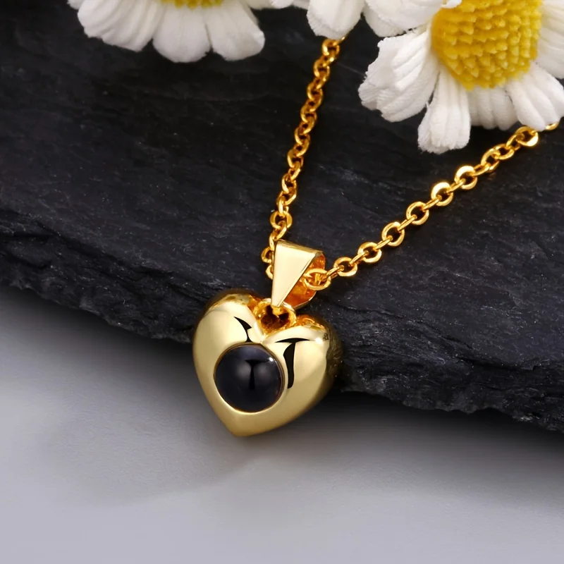Custom Color Photo Projection Pendant Necklace With Exquisite Red Rose Black Gift Box Mother's Day Valentine's Day Birthday New - view 5