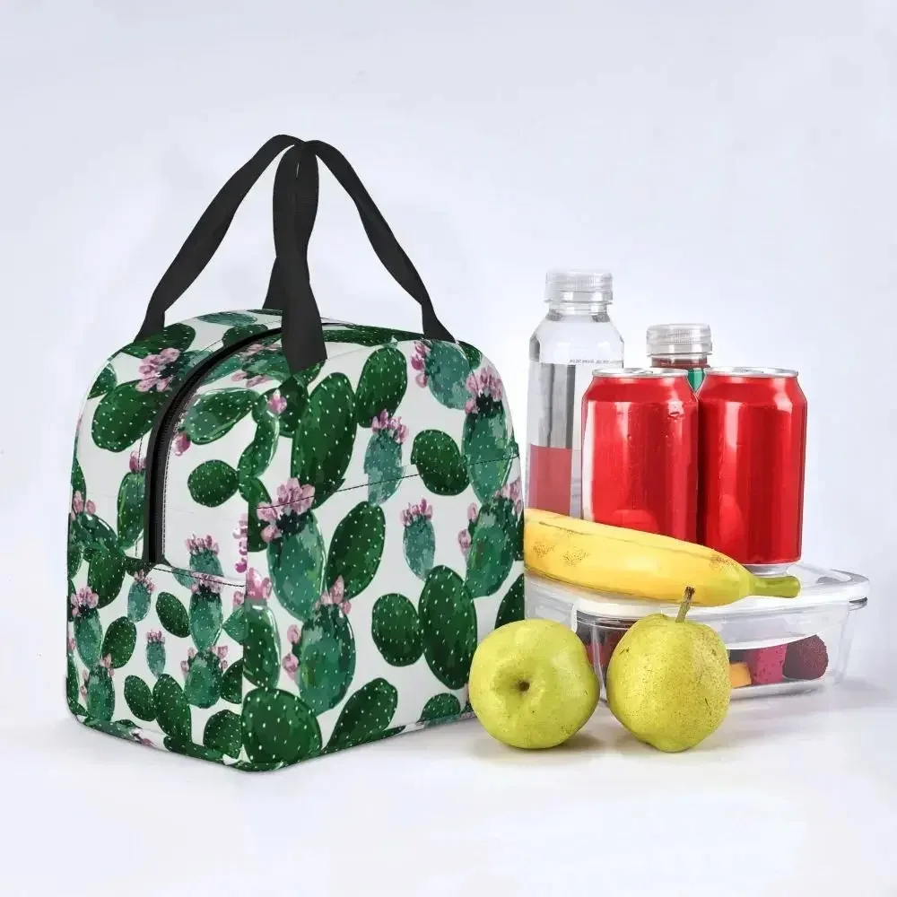 Bolsa de almuerzo para hombres y mujeres Cactus refrigerador térmico trabajo portátil lindo bolso de lona bolsa de comida