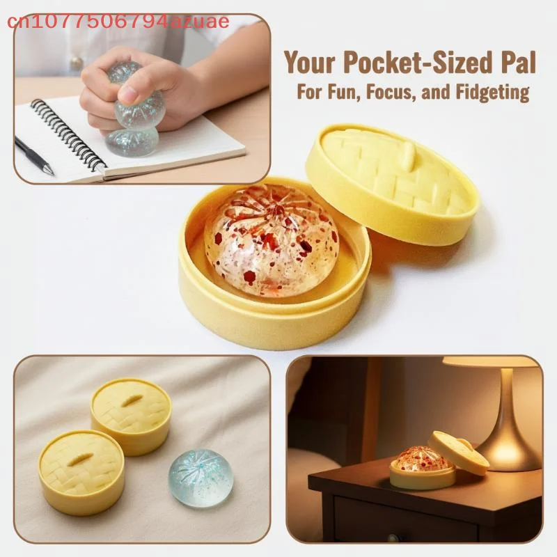 Crystal Bun Cute Mini Soup Dumpling Shaped Stress-relief Squeeze Toy, Venting Office Prank Toy, Slow Rebound, Fun Gift