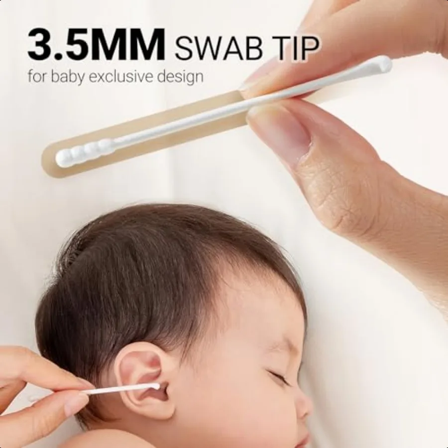 Tamponi di cotone per bambini Tamponi di cotone a doppia punta da 400 pezzi con bastoncino di carta per neonato 100 Tamponi di cotone organico Qtips per orecchio Nos