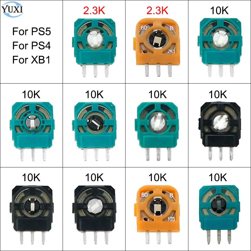 YuXi For PS5 PS4 Controller 3D Analog Joystick Micro Switch Sensor Axis Resistors Potentiometer For Xbox One Thumbstick