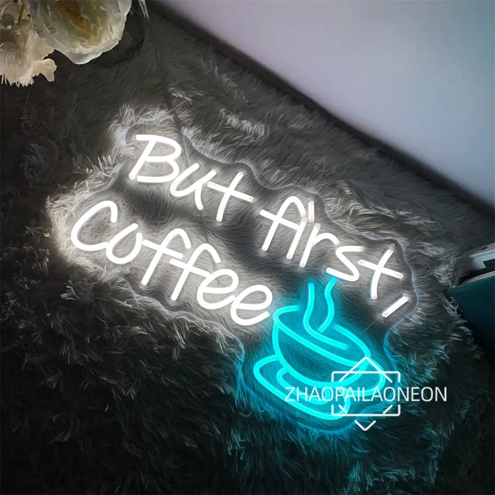 But First Coffee Neon Led Sign Cafe Bar Resturant Decoration Neon Light Wall Art  Decor LED Lamp Signboard Business Neon Sign