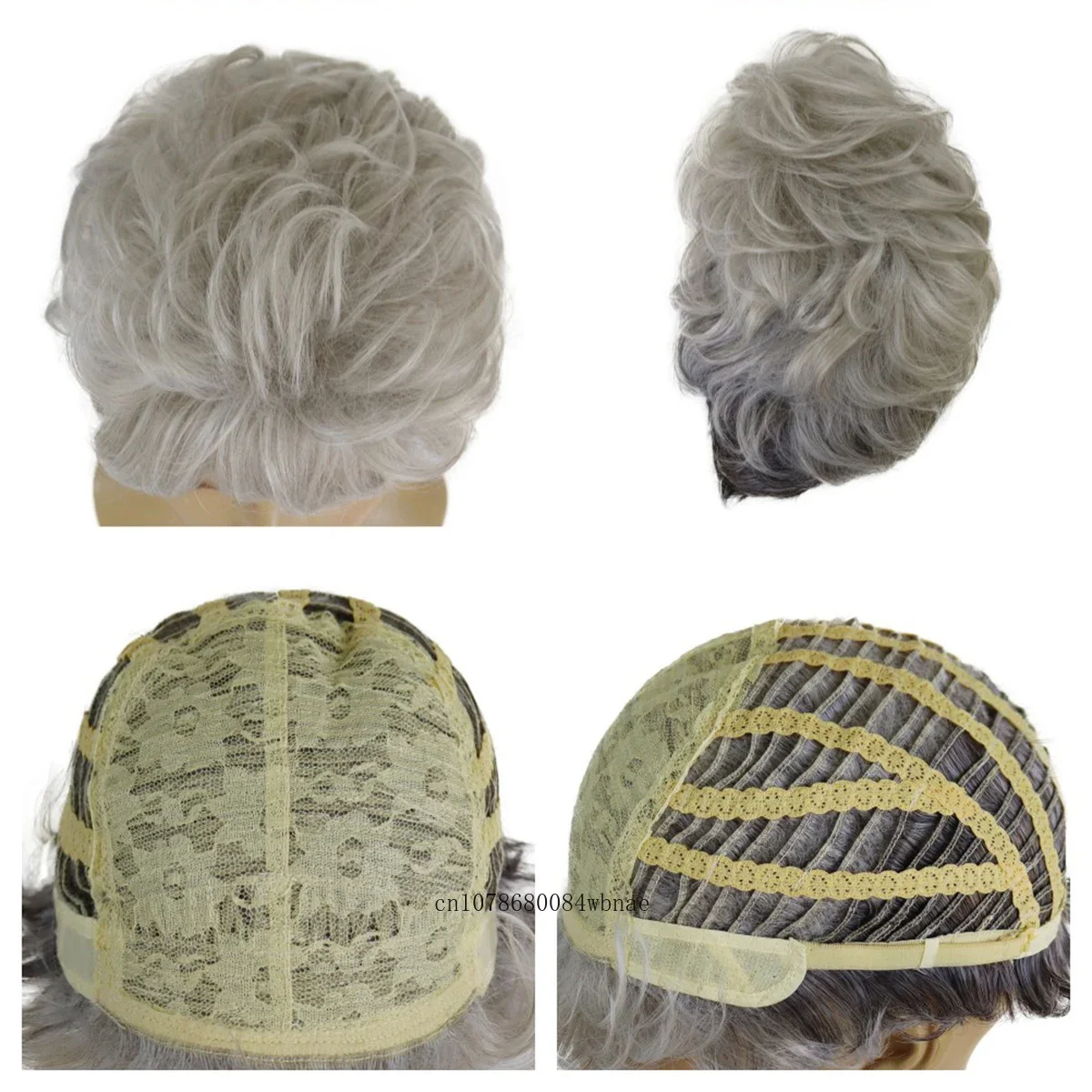 الاصطناعية قصيرة عابث قطع شعر مستعار مع الانفجارات رمادي أومبير الطبيعية مجعد الباروكات للرجال الأب الجد شعر مستعار يوميا عادية مقاومة للحرارة