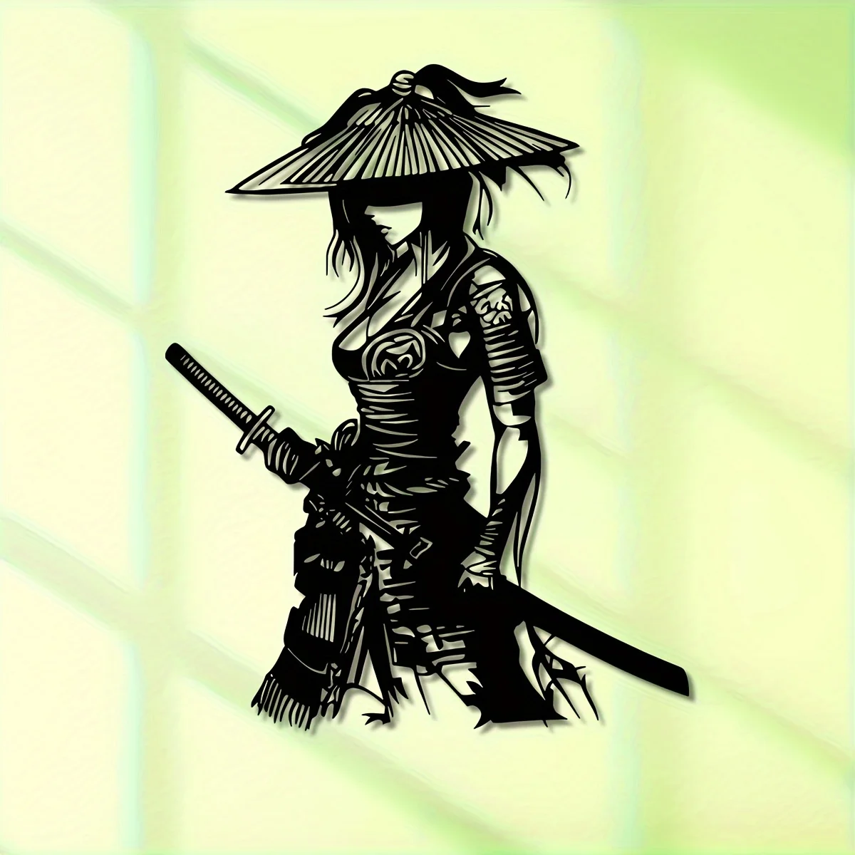 CIFBUY Samurai Katana Metal Wall Art Iron Sculpture Geometric Abstract Retro Craft For Home Bedroom Office Decor Plaque
