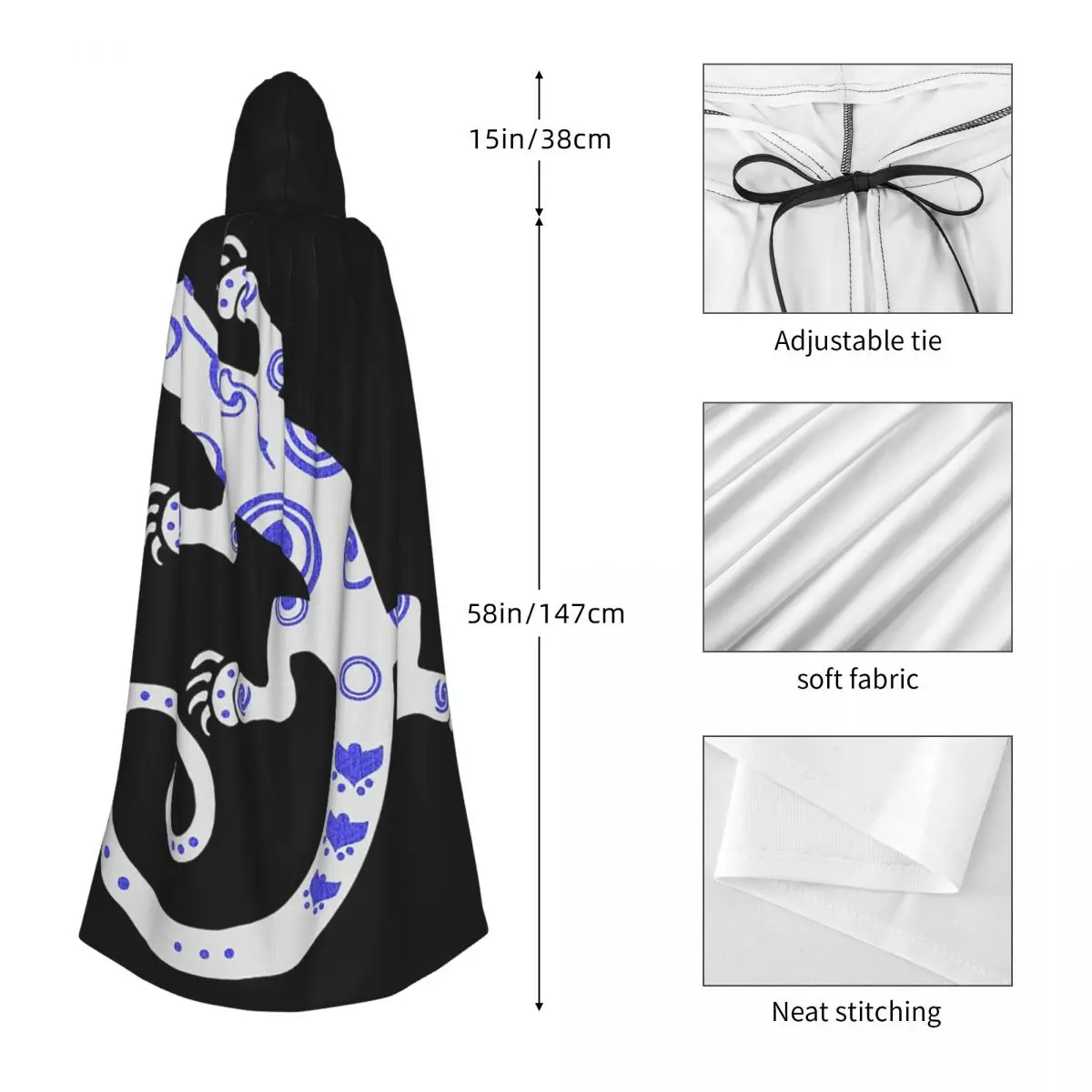 Рептилия, этническая этническая ящерица, длинный плащ с капюшоном, средневековый костюм ведьмы, накидка для косплея, накидка на Хэллоуин, вампир, для взрослых, унисекс