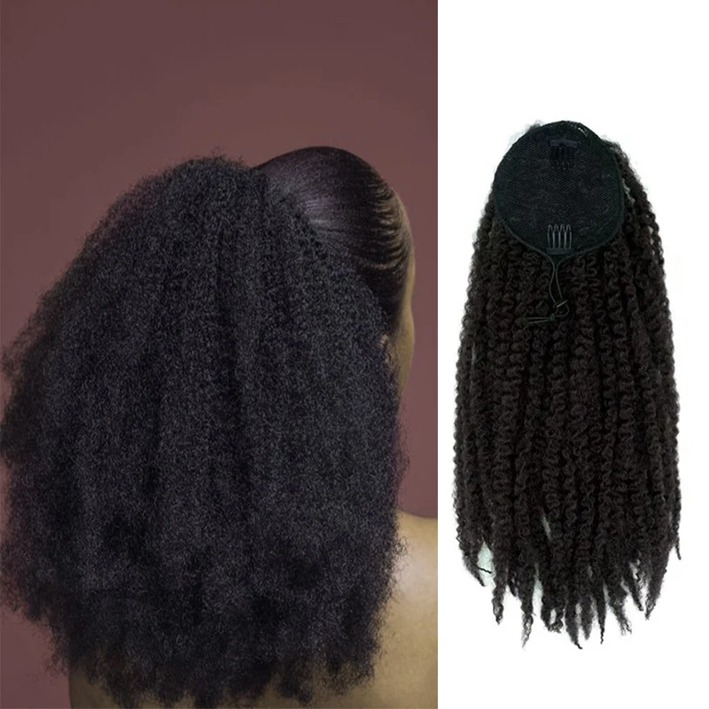 Synthetic Marley Twist Braids Ponytail Drawstring Braiding Afro Kinky Curly Pony Tail Clip in Hair Ponytail Extension for Women