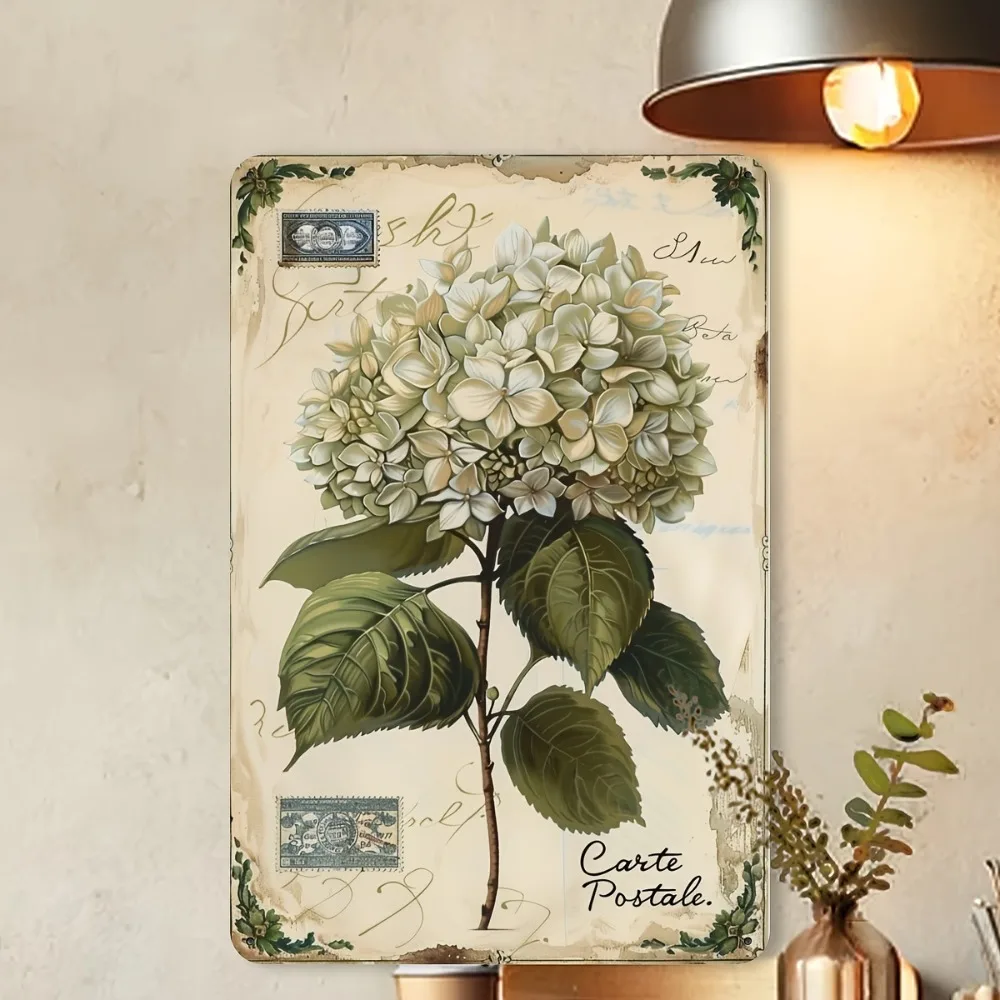 CIFbuy Retro Hydrangea Aluminum Wall Art 8x12in Waterproof Tin Sign for Home Restaurant Bar Cafe Garage Decor Gift