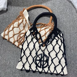 Mesh Woven Handbag Women's Luxury Designer Wicker Beach Bag 2024 Fashion Trend Large Capacity Shoulder Crossbody Bag ZADI