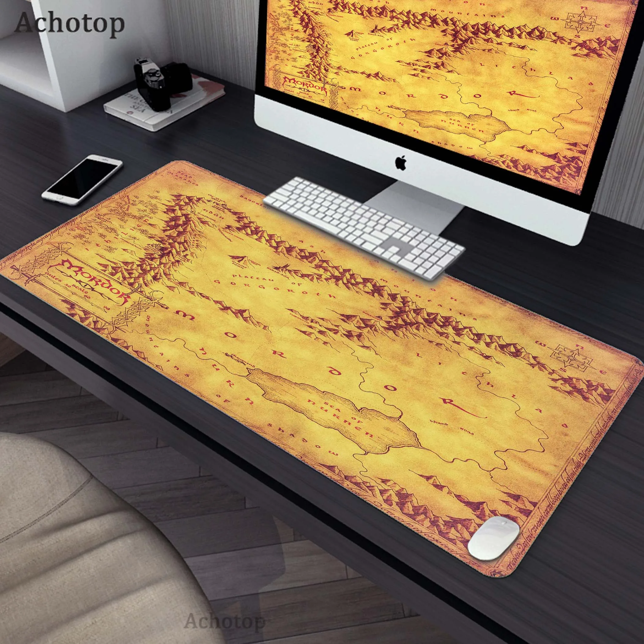 

Gaming Mousepad Mouse Pad Mousemat Non-slip Rubber Pads Big Desk Mat Keyboard Pads Light Column With Map Pattern Gamer Desk Mat