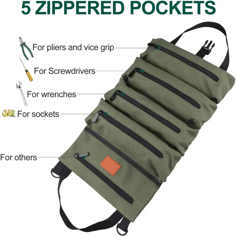 roll-up-tool-organizer-bag-w-durable-polyester-yellow-black-wrenches-included-zippered-for-car-camping-outdoor-use