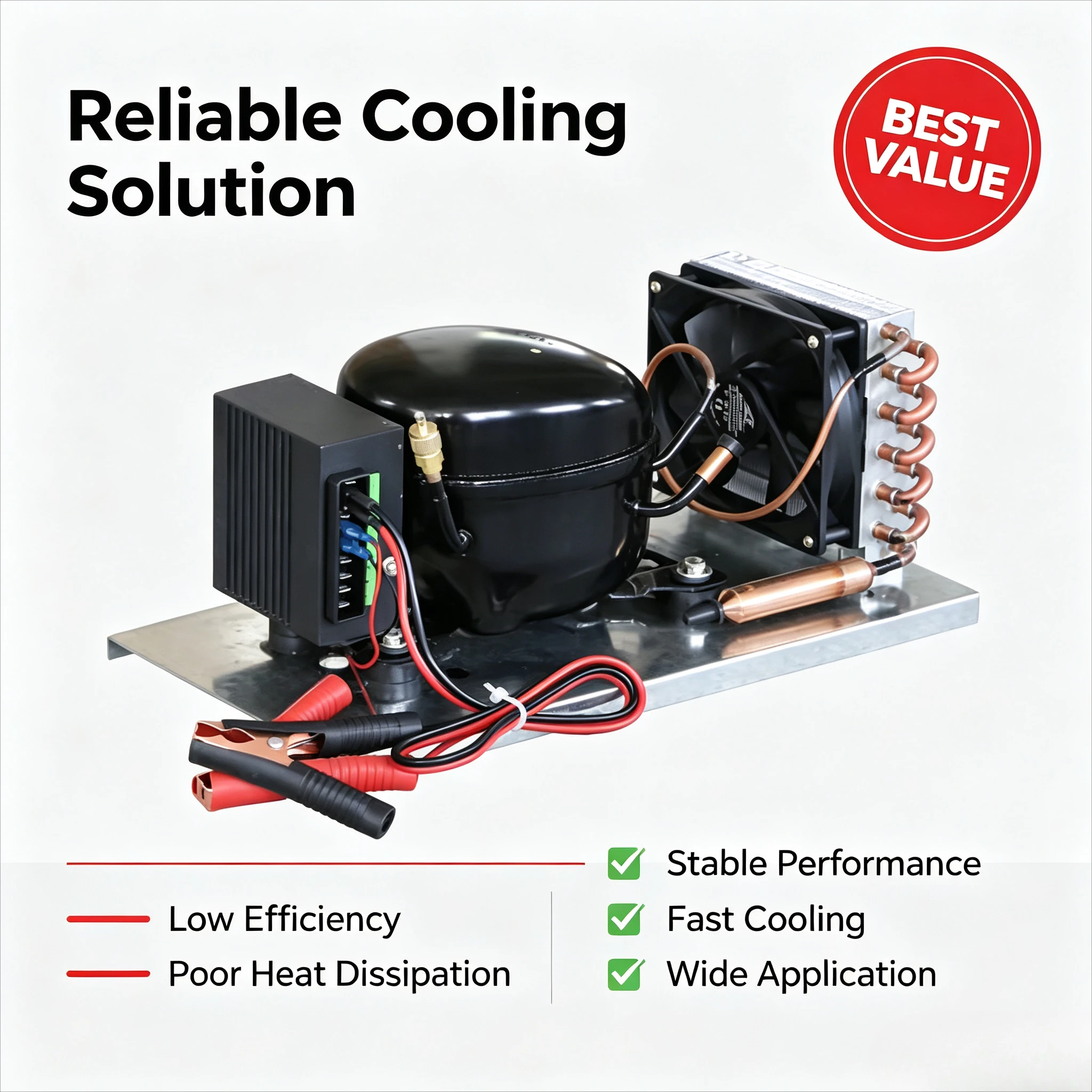 BDHC DC Compressor Unit 12V 24V R134a Refrigeration Module For Car Fridge, Marine Refrigerator, DIY Cooling System