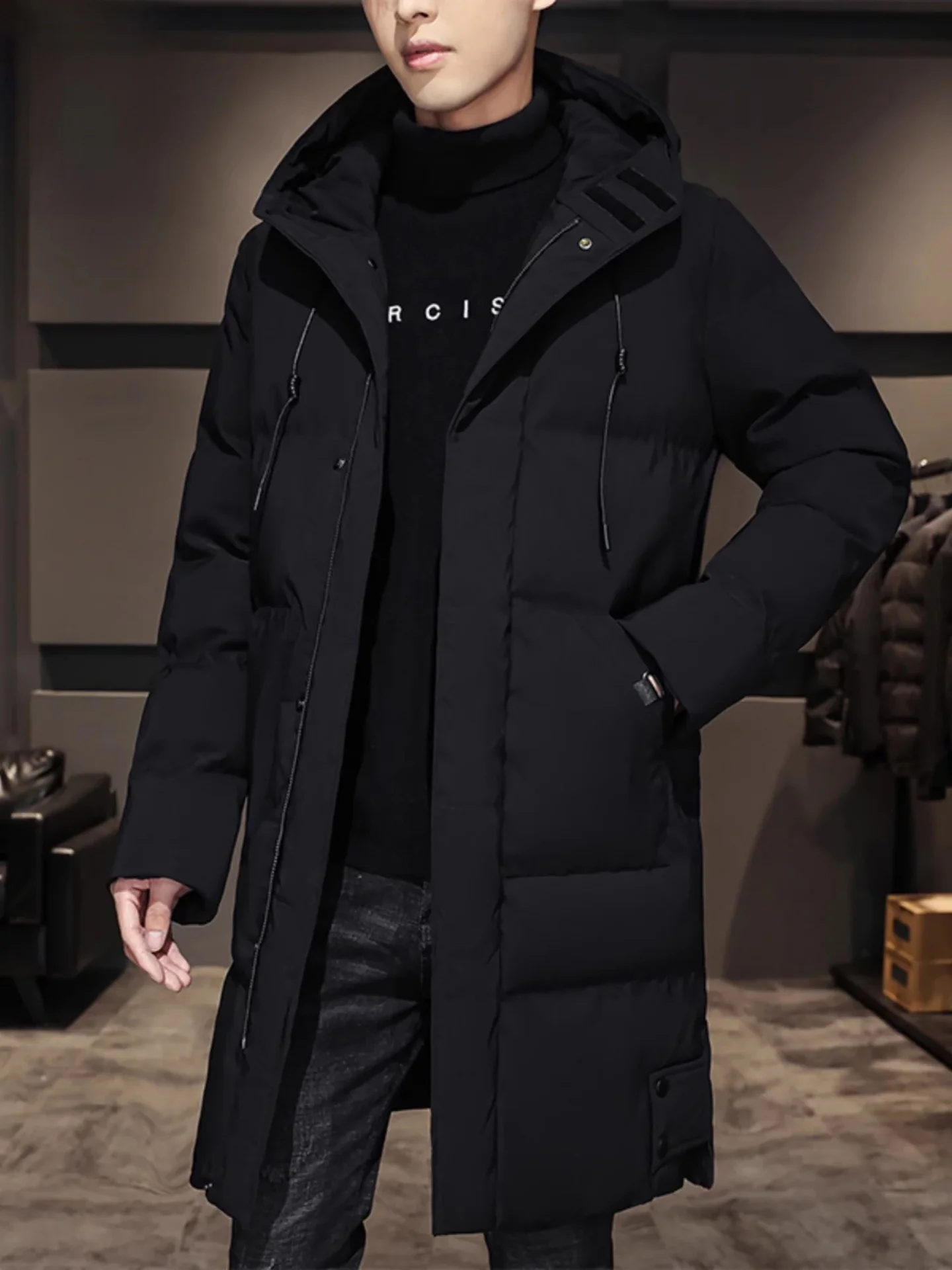 

TUCANO Men's Thiened Warm Mid-Length down Cotton Jaet Loose Large Size Hooded Faion Urban Sle Polyester Fiber Winter ...