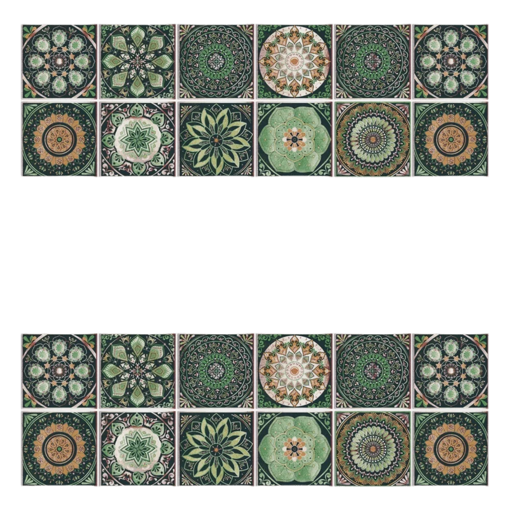 24Pcs Exquisite PVC Tile Stickers Self Adhesive Floral Pattern Decorative Tile Stickers 15x15cm Oil Proof Tile Sticker Offices