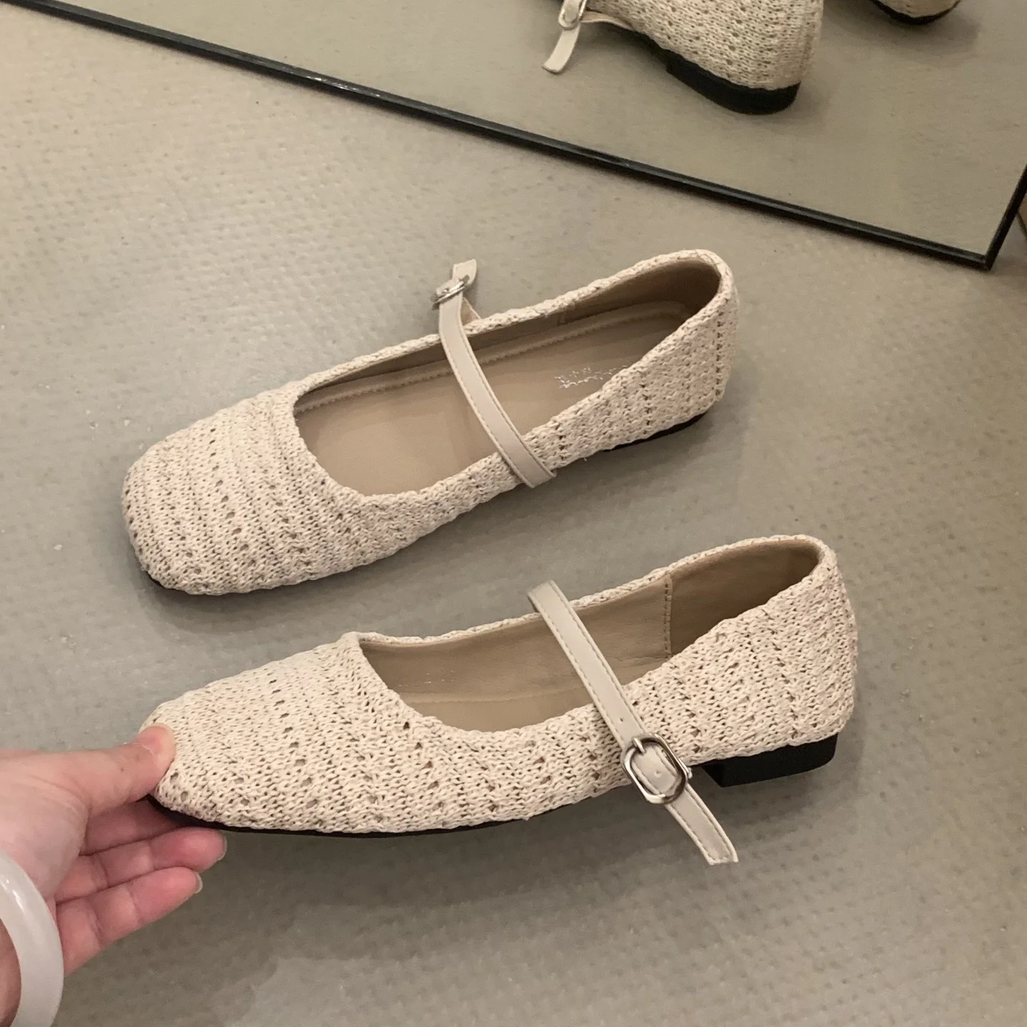 خط واحد مشبك شقة وحيد أحذية عمل للنساء أسود لينة وحيد لينة التنقل العمل أحذية من الجلد الفم الضحلة حذا فردي للسيدات #5