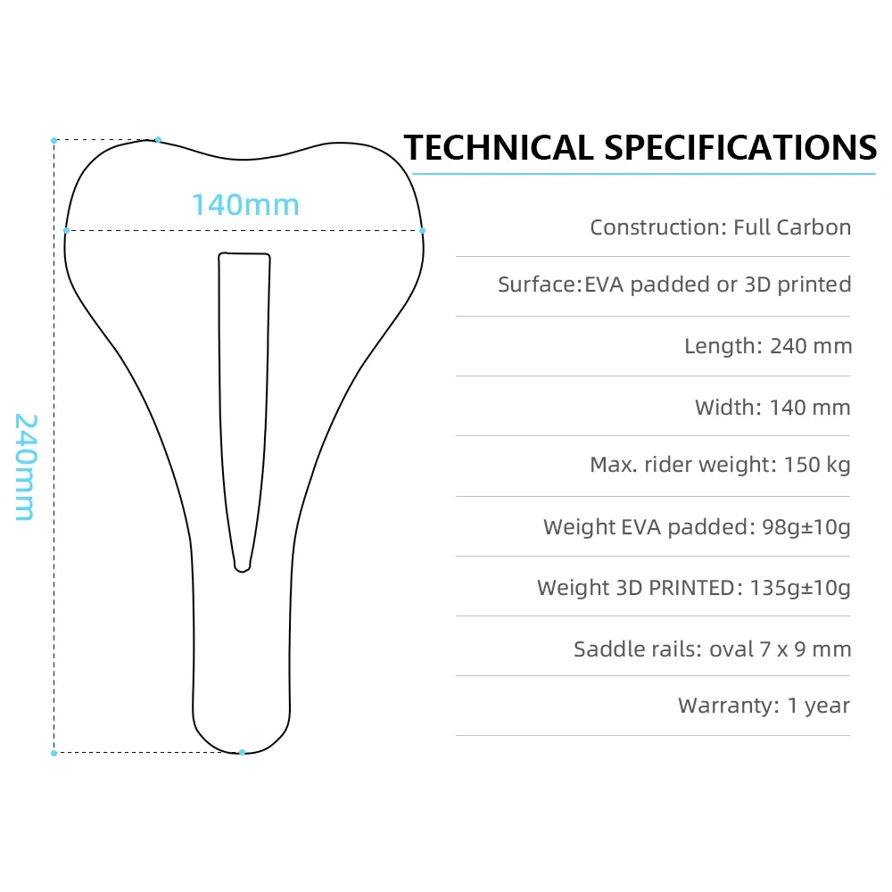 2024 RYET Carbon 3D Printed Bike Saddle 140MM 7*9 Bike Seating EVA 3D Triathlon Road MTB Mountain Gravel Cycling Cushion Parts