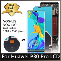 Pantalla OLED para Huawei P30 Pro VOG-L29, repuesto de digitalizador de pantalla táctil Lcd con Marco, cubierta de huella dactilar, VOG-L09