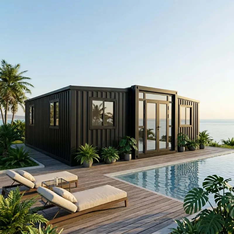 Folding House Container 20ft Prefab Expandable Portable Modern Breathable Insulated Steel Structure for Hotel Living Customized